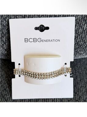 BCBGeneration Gold Rhinestone 3-Row Bracelet
